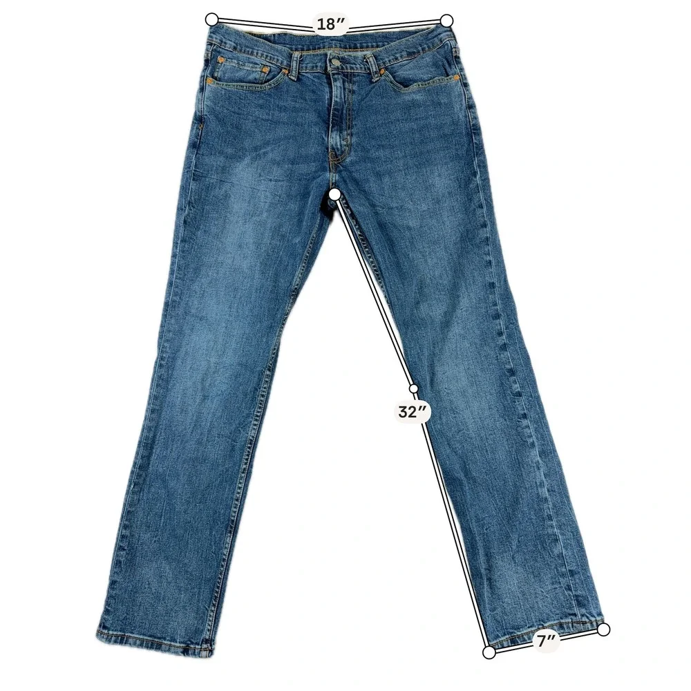 Levi's 511 Slim Fit Blue Denim Jeans 36x32 Mens‎ Classic Casual Stretch Pants